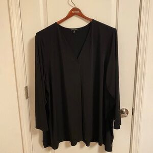 NWT Universal Standard Plus Size XL Black Women's V Neck Long Sleeve Slip Dress